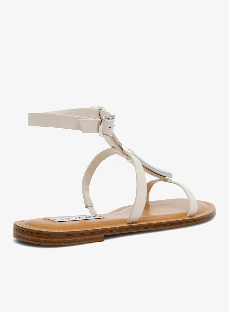 ستيف مادن صنادل فلات جلد ستيف مادن ألما نسائية بلون عظمي