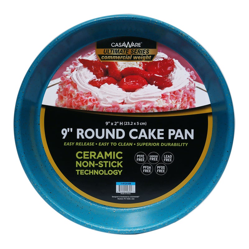 casaWare Ceramic Coated NonStick 9Inch Round Pan Blue Granite141248B