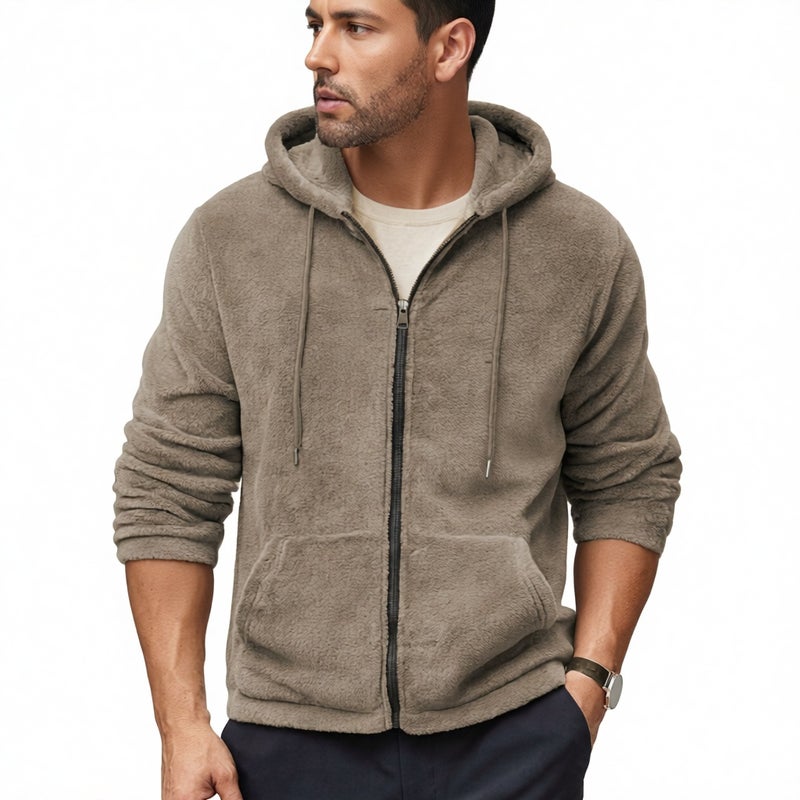 Fleece Zip Up Hoodie Casual Winter Outerwear - Image 1