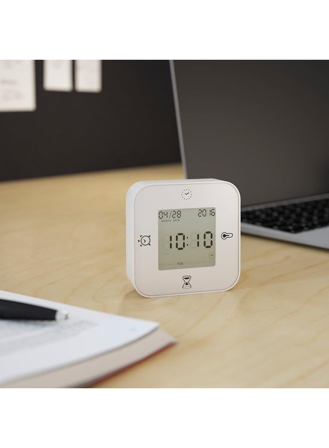 Zaboon Clock/thermometer/alarm/timer, white, 7x7 cm - Image 5