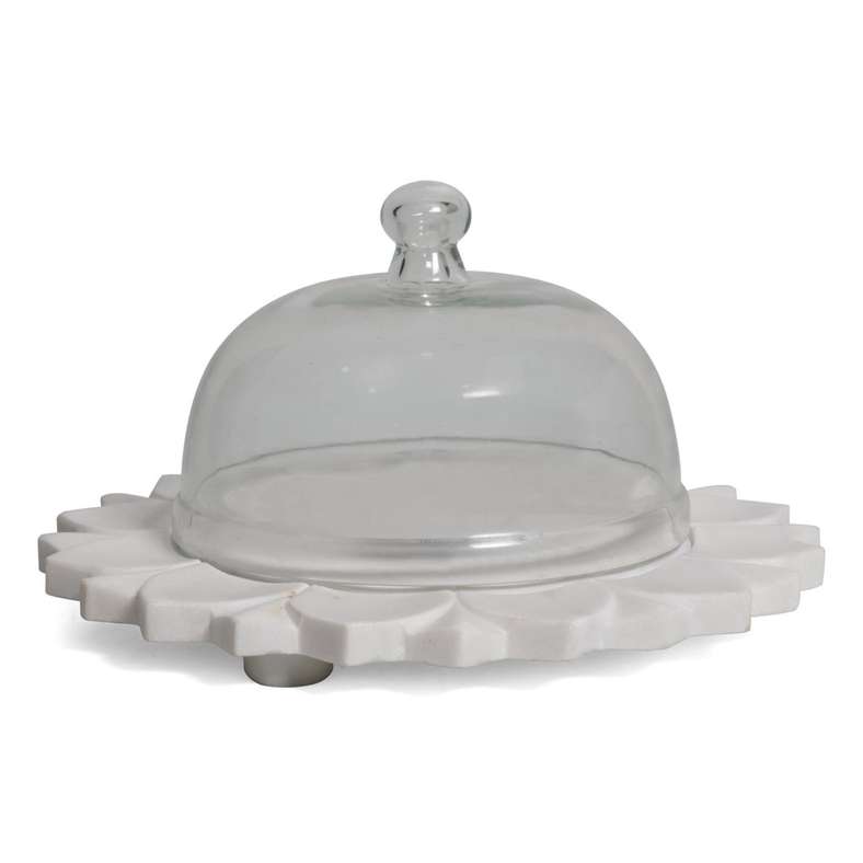 Praline Marble Cake Dome 30.48x30.48cm- White