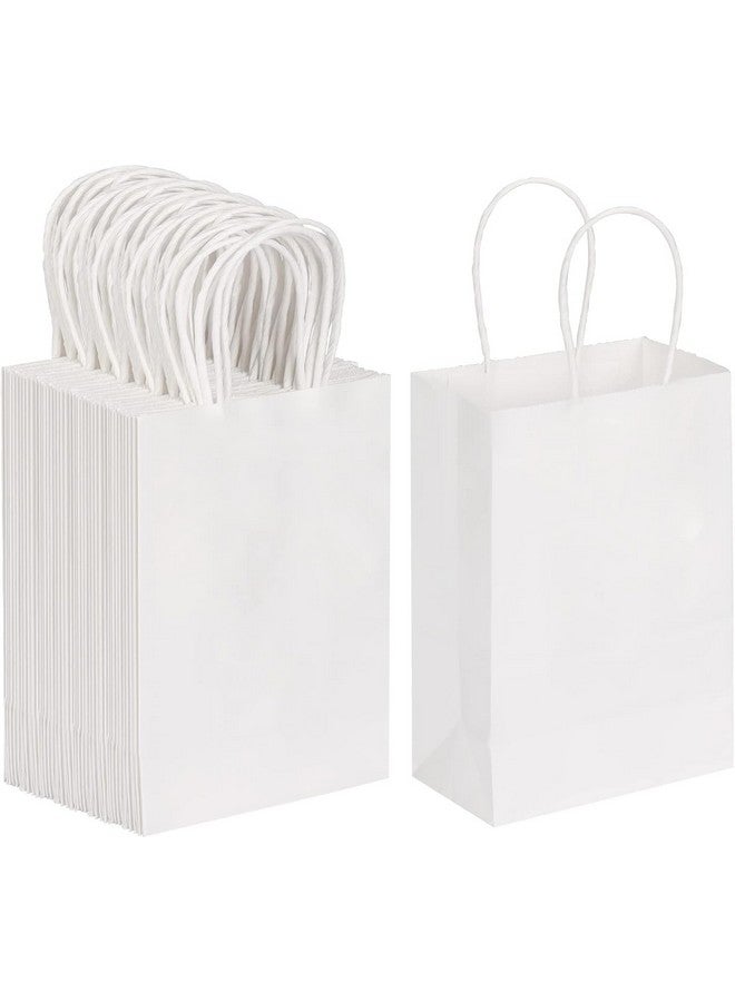 Aakriti Kraft Paper Bags with Handles, White Small Gift Bags Bulk, Retail Bags, Shopping, Birthday Wedding Party Favour Bags, Merchandise Bags (8x3.5x9.5 inch (Pack of 100), WHITE) - Image 1