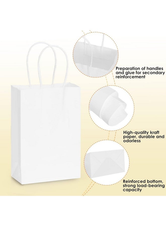 Aakriti Kraft Paper Bags with Handles, White Small Gift Bags Bulk, Retail Bags, Shopping, Birthday Wedding Party Favour Bags, Merchandise Bags (8x3.5x9.5 inch (Pack of 100), WHITE) - Image 3