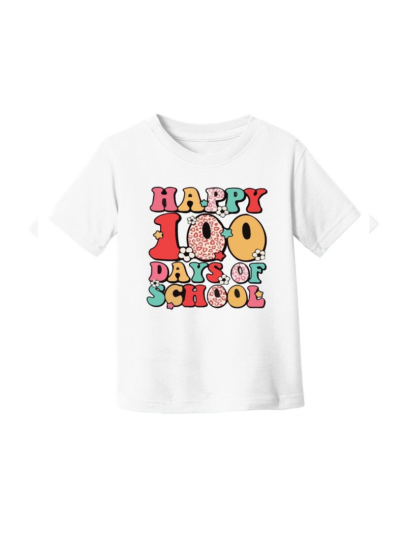 PRINTSHOP4ME Celebrate 100 Days of School Girl's Cotton T-Shirt - kid's T-Shirt - Celebrate 100 Days of School - Girl's 100 Days of School T-Shirt - kid's Gift  - Image 4
