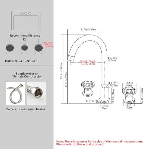 SKOWLL Bathroom Faucet 3 Hole Double Handle Bathroom Sink Faucets High Arch 8 Inch Widespread Industrial with 360 Swivel Spout Oil Rubbed Bronze Finish - Image 3
