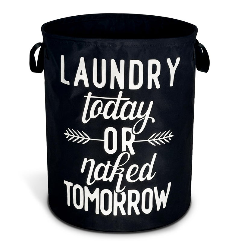 NUTAINLA Wash Today Laundry Basket Foldable Oxford Cloth Funny Tote Bag Laundry Hamper Clothes Storage Bucket Organizer For Bathroom/Laundry Storage/Bedroom Storage Basket 17.7x13.7 Inch - Image 1