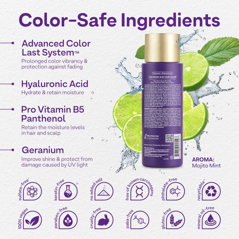 Colorproof Moisture Shampoo 8.5 Fl. Oz. Hydrating Sulfate-Free Shampoo for Color-Treated Hair, Mojito Mint Scent - Image 2