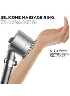 AMROAH Filtered Shower Head with Scalp Massager and Filtering Stones Beads for Bathroom and Spa, Turbo Water Saving Hand Held Shower Head with 6 Spray Settings for Hard Water  - Image 3