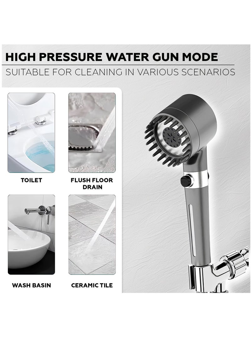 Filtered Shower Head with Scalp Massager and Filtering Stones Beads for Bathroom and Spa, Turbo Water Saving Hand Held Shower Head with 6 Spray Settings for Hard Water