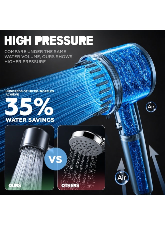 AMROAH Filtered Shower Head with Scalp Massager 10 Stages and Filtering Stones Beads for Bathroom and Spa, Turbo Water Saving Hand Held Shower Head with 3 Spray Settings for Hard Water - Image 3