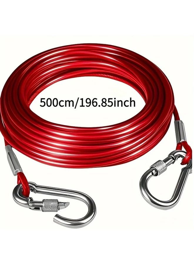 Durable 5m 196 85in Metal Cable Rust Resistant Outdoor Railing Garden Fence Dog Leash - Image 1