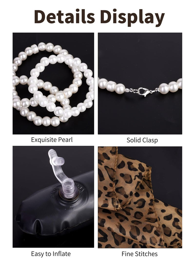 CMGTYYD 100 Days of School Old Lady Cosplay Set, Kids 100 Days of School Grandma Wigs, With Wig, Glasses, Faux Pearl Necklace, Bracelet, Inflatable Canes, Kerchief (7 Pieces)  - Image 3