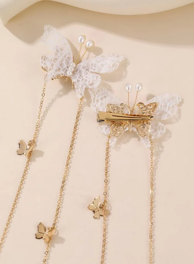 تايك تو مشبك شعر بسلسلة ومزينة بفراشة