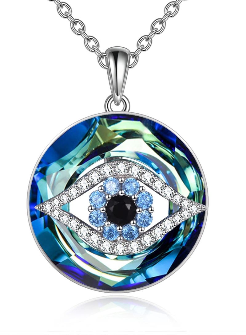 SYOSI High Density Alloy Evil Eye Necklace,  Protection Crystal Pendant for Women Good Luck Vintage Evil Eye Pendant Jewelry, Amulet Luck Gifts Evil Eye Jewelry for Women - Image 1