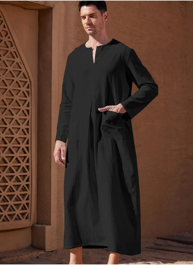 تايك تو Take Two  Loose Fit Long Sleeves V-Neck Robe