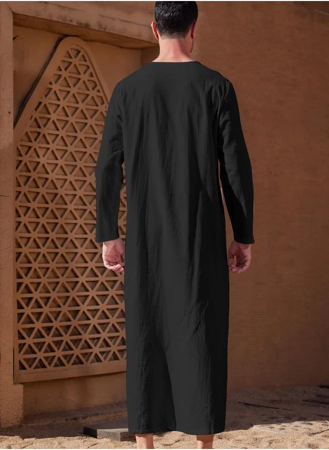 تايك تو Take Two  Loose Fit Long Sleeves V-Neck Robe