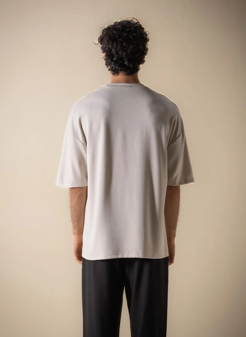 Shapes BEIGE AIRSOFT DETAIL PRINTED T-SHIRT for Men | Best Price UAE