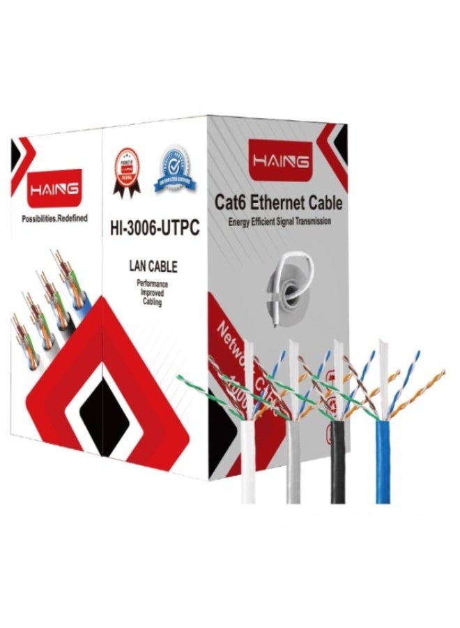 Haing CAT6 UTP ETHERNET CABLE 1000FT-BLACK/BLUE/GREY/WHITE - Image 1