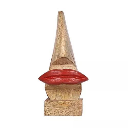 PEBBLECRAFTS Handmade Wooden Nose Shaped Spectacle Specs Eyeglass Holder Stand with Red Lips and Black Mustache (Antique) , 2.25 x 2.25 x 6 inches - Image 5