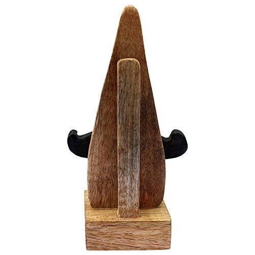 PEBBLECRAFTS Handmade Wooden Nose Shaped Spectacle Specs Eyeglass Holder Stand with Red Lips and Black Mustache (Antique) , 2.25 x 2.25 x 6 inches - Image 3