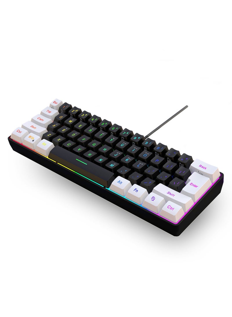 general Wired 61-key membrane keyboard white and black design mini game keyboard simple robot feel notebook desktop - Image 2