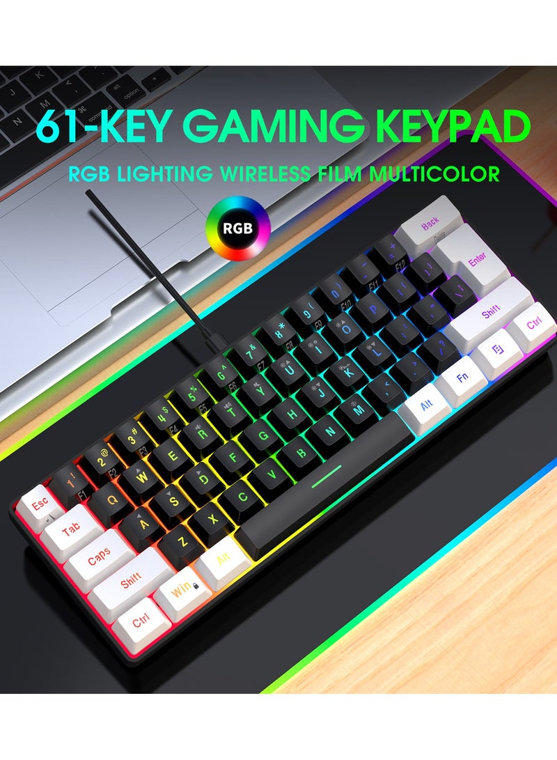 general Wired 61-key membrane keyboard white and black design mini game keyboard simple robot feel notebook desktop - Image 5