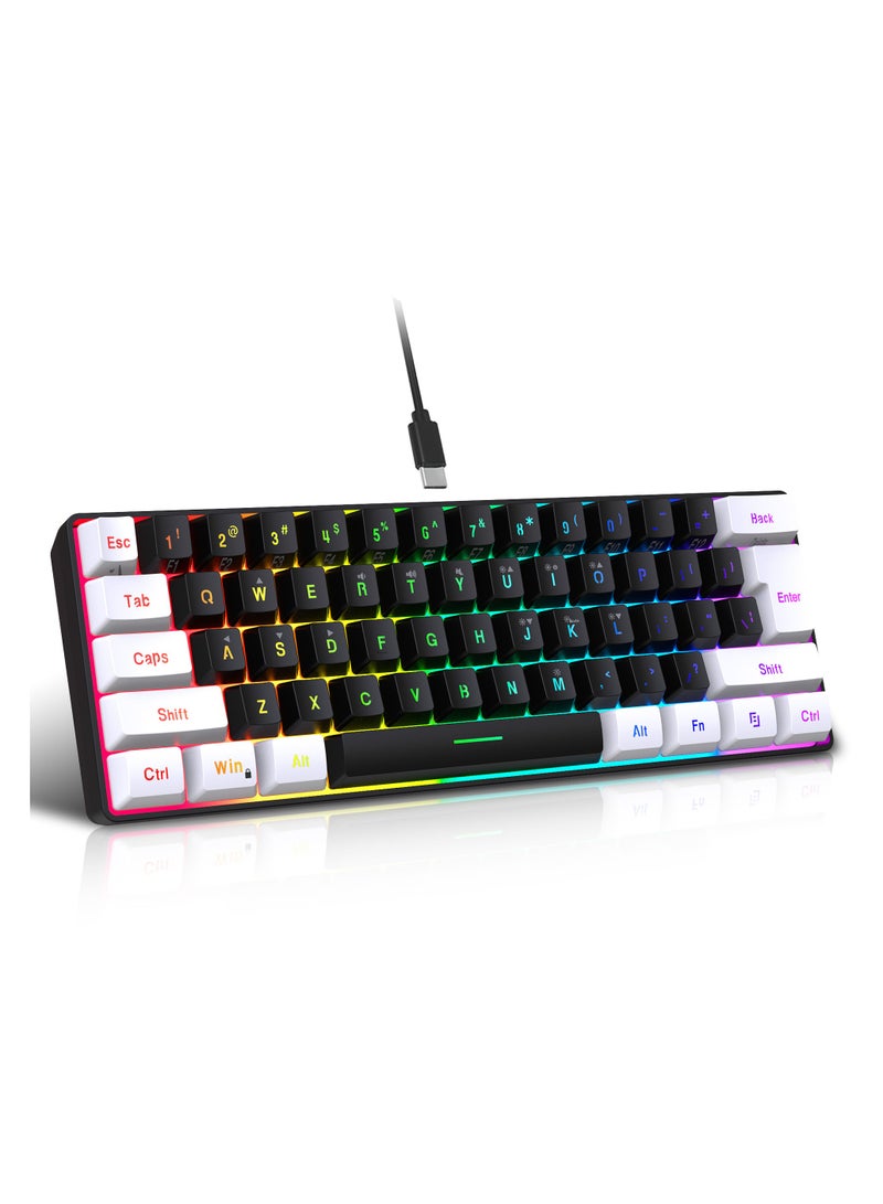 general Wired 61-key membrane keyboard white and black design mini game keyboard simple robot feel notebook desktop - Image 4