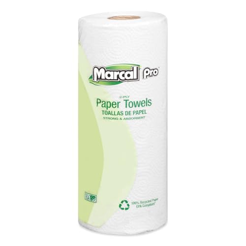 Marcal PRO Recycled Perforated Kitchen Roll Towels, 2-Ply, 11 x 9, White, 70/Roll, 15 Rolls/Carton - Image 2