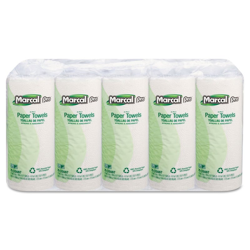 Marcal PRO Recycled Perforated Kitchen Roll Towels, 2-Ply, 11 x 9, White, 70/Roll, 15 Rolls/Carton - Image 4