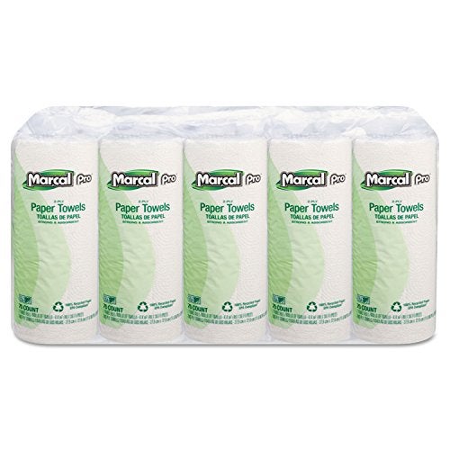 Marcal PRO Recycled Perforated Kitchen Roll Towels, 2-Ply, 11 x 9, White, 70/Roll, 15 Rolls/Carton - Image 1