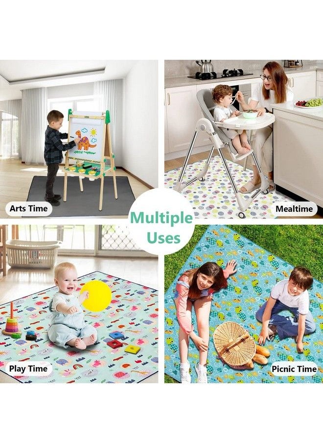 Goldleaf - Splat Mat For Baby 51"X51" Large Size Under High Chair Floor Mat Protects From Spills Waterproof Baby Play Mat With Antiskid Backing Deters Bunching And Sliding (Cute Turtle) - Image 1