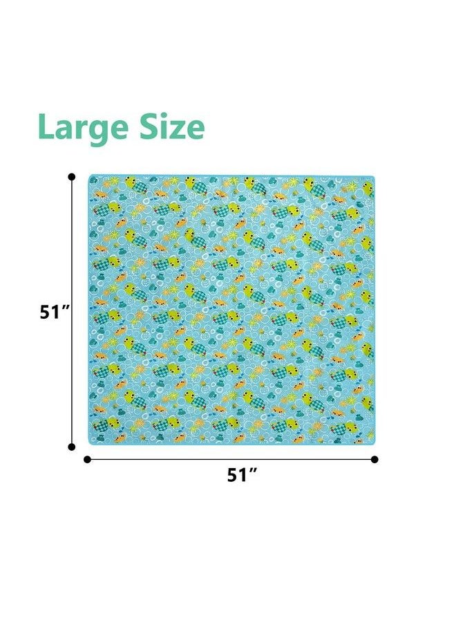 Goldleaf - Splat Mat For Baby 51"X51" Large Size Under High Chair Floor Mat Protects From Spills Waterproof Baby Play Mat With Antiskid Backing Deters Bunching And Sliding (Cute Turtle) - Image 1