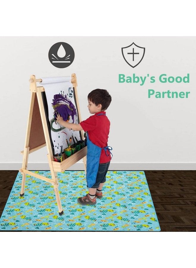 Goldleaf - Splat Mat For Baby 51"X51" Large Size Under High Chair Floor Mat Protects From Spills Waterproof Baby Play Mat With Antiskid Backing Deters Bunching And Sliding (Cute Turtle) - Image 1