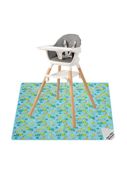 Splat Mat For Baby 51"X51" Large Size Under High Chair Floor Mat Protects From Spills Waterproof Baby Play Mat With Antiskid Backing Deters Bunching And Sliding (Cute Turtle)