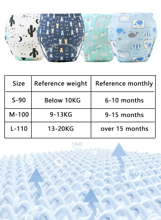 4 Pieces Baby Potty Training Pants, Cloth Diaper for Boy and Girls, Breathable Potty Training Underwear, Size 100 / 110 - Image 2