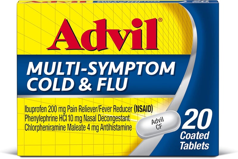 Advil Multi Symptom Cold and Flu Medicine Cold Medicine for Adults with Ibuprofen Phenylephrine HCL and Chlorpheniramine Maleate 20 Coated Tablets - Image 1