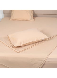 BedNHome Flat Bed Sheet Set, 100% Egyptian Cotton, 250Tc,  Tan ,2Pillowcases, 180X270Cm  - Image 1