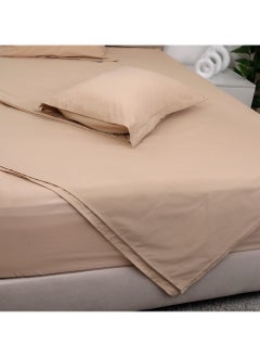 BedNHome Flat Bed Sheet Set, 100% Egyptian Cotton, 250Tc,  Tan ,2Pillowcases, 180X270Cm  - Image 3
