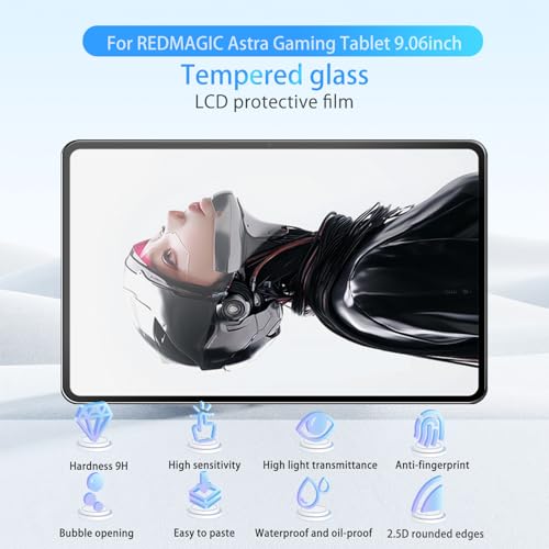 NOUKAJU [3 Pack] Screen Protector for REDMAGIC Astra Gaming Tablet 9.06inch, HD Tempered Glass,9h Hardness,Scratch,Anti-Fingerprin,Tempered Glass Film Guard for REDMAGIC Tablet 3 Pro - Image 2