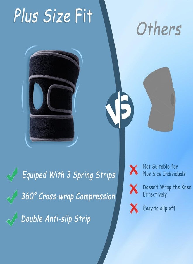 King Mills Extra Large Knee Brace Support to Knee Pain, Arthritis or Meniscus Tear. Adjustable Plus Size Knee Brace for Women and Men, Adult 4XL, Grey Black. - Image 2
