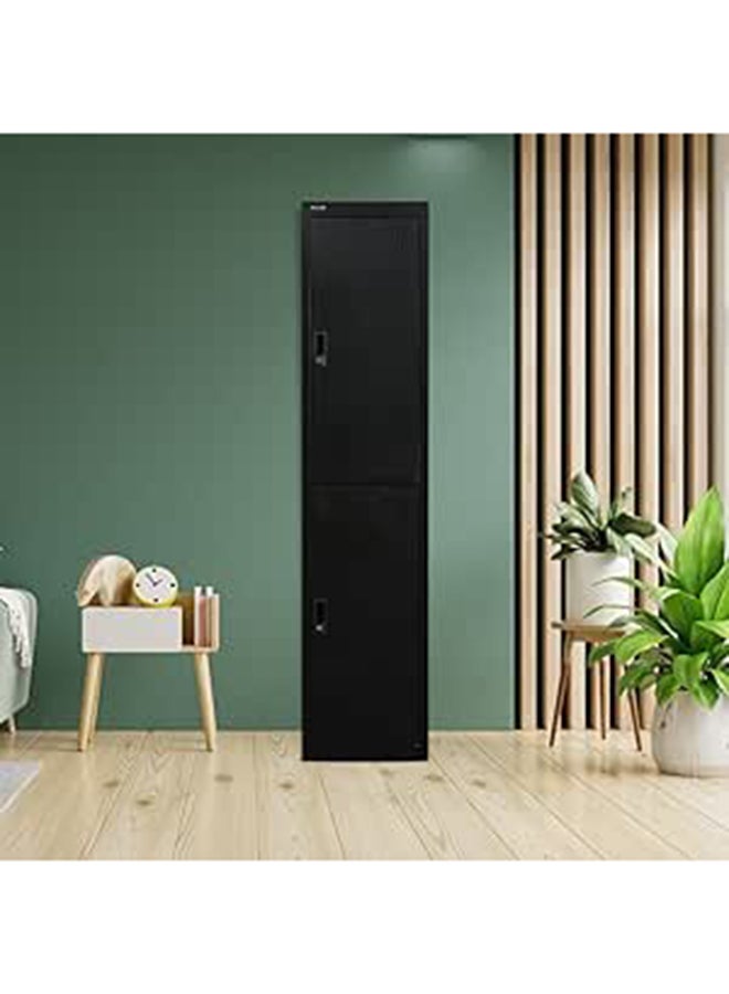 RIGID خزانة فولاذية ببابين لون أسود 180×38×45 سم - Image 1