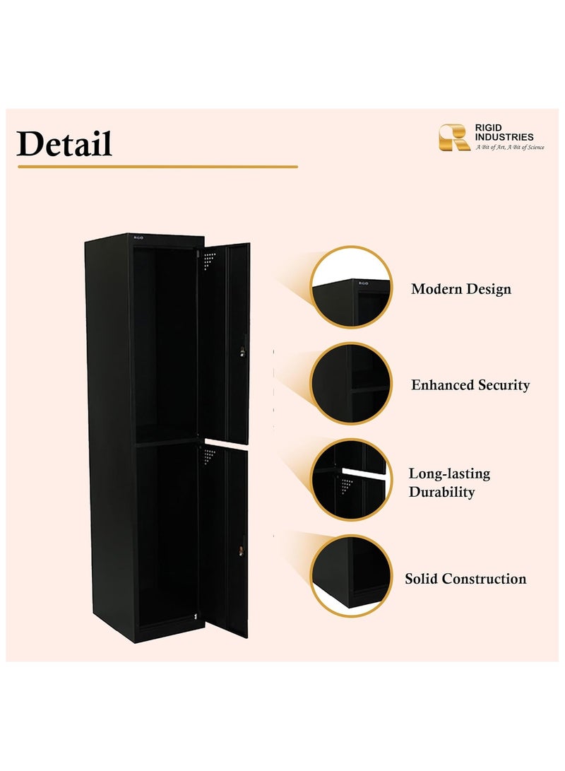RIGID خزانة فولاذية ببابين لون أسود 180×38×45 سم - Image 2