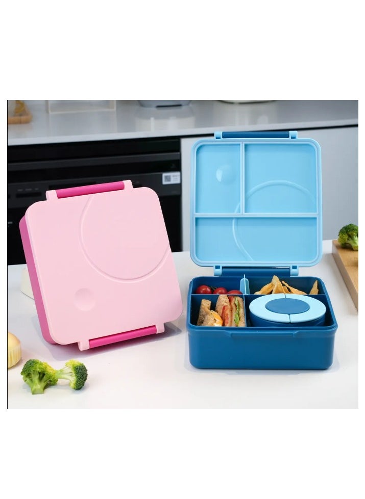 Generic Bento Lunch Box Jumbo1600ml with 290ml Food Jar, Spoon & Fork Set -Blue  - Image 4