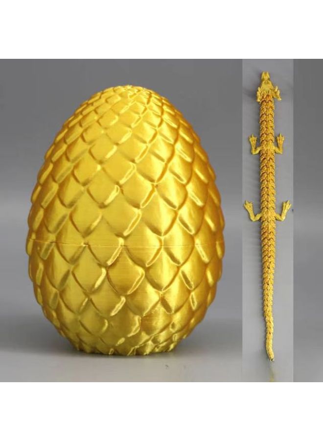3D Printing Lotus Dragon Egg Dragon Ornaments Chinese Dragon Suit-Color:Chinese Dragon Suit (silk Yellow)-Specifications:11cm Eggshell + 30cm Dragon  - Image 1