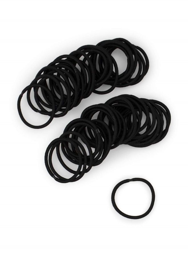 Heliums Small Hair Elastics - Black - 1 Inch, 2mm Hair Ties For Fine Hair and Kids - Ponytail Holders in Neutral Colors - 48-Pack - Image 2