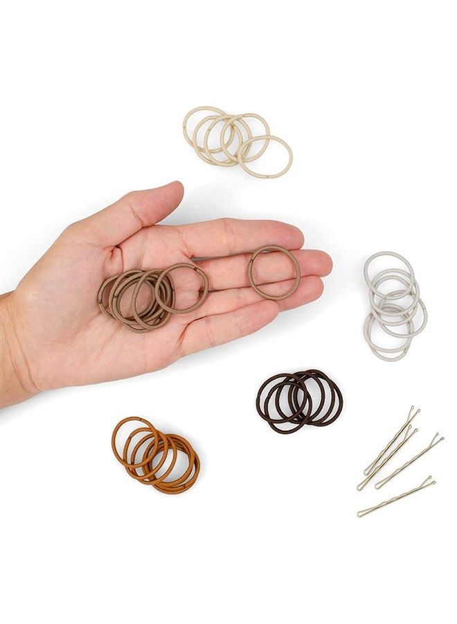 Heliums Small Hair Elastics - Black - 1 Inch, 2mm Hair Ties For Fine Hair and Kids - Ponytail Holders in Neutral Colors - 48-Pack - Image 4