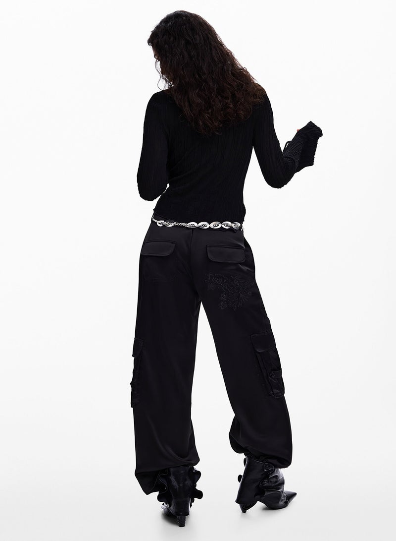 DESIGUAL Long-Sleeved T-Shirt With Snap-Button Fastening On The Front V-Neckline - Image 4