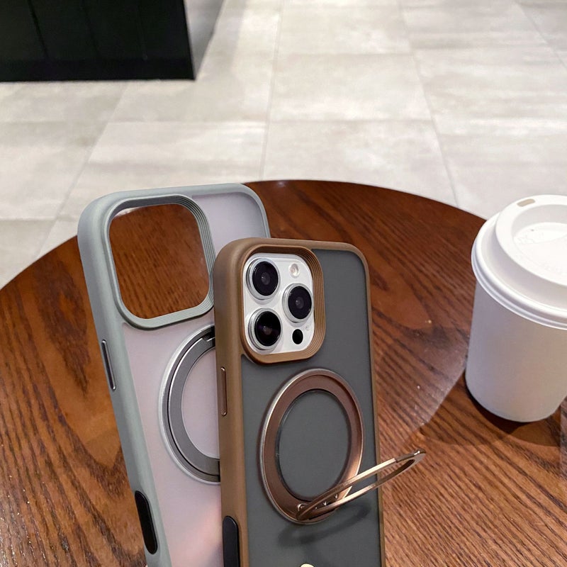 غطاء MagSafe بPC لـ iPhone 16 / 16 Plus / 16 Pro / 16 Pro Max باللون أزرق مغناطيسي بوظيفة حامل مع مغناطيس قوي وحماية من السقوط مع مقاوم للصدمات مع حامل قائم مع تغطية كاملة - Image 4