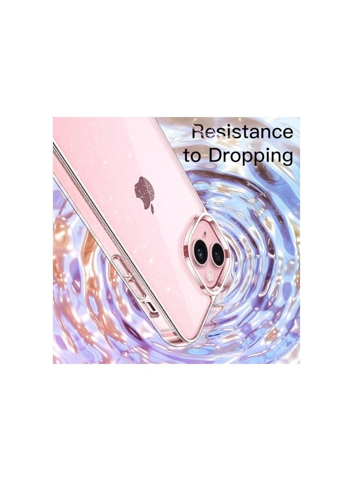 جي تيك حافظة JETech اللامعة لهاتف iPhone 15 Plus مقاس 6.7 بوصة، غطاء ممتص للصدمات للهاتف بلينغ سباركل، لطيف لامع للنساء والفتيات (شفاف) - Image 3