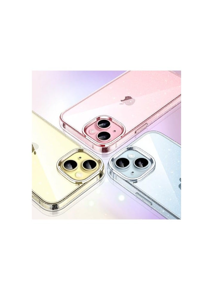 جي تيك حافظة JETech اللامعة لهاتف iPhone 15 Plus مقاس 6.7 بوصة، غطاء ممتص للصدمات للهاتف بلينغ سباركل، لطيف لامع للنساء والفتيات (شفاف) - Image 4